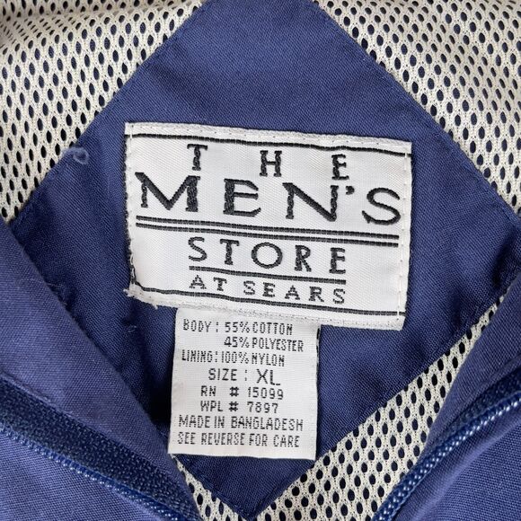 The Mens Store Jacket Mens XL Navy Cotton Casual Long Sleeve Pockets Full Zipper - Picture 2 of 6